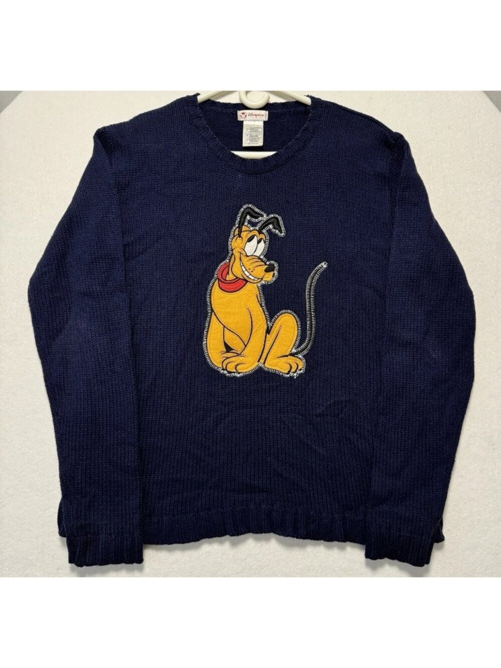 Disney Store Mens Pluto Christmas Winter Knit Sweater Sweatshirt Blue Large